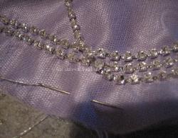 Diamante / Rhinestone trim being made by hand